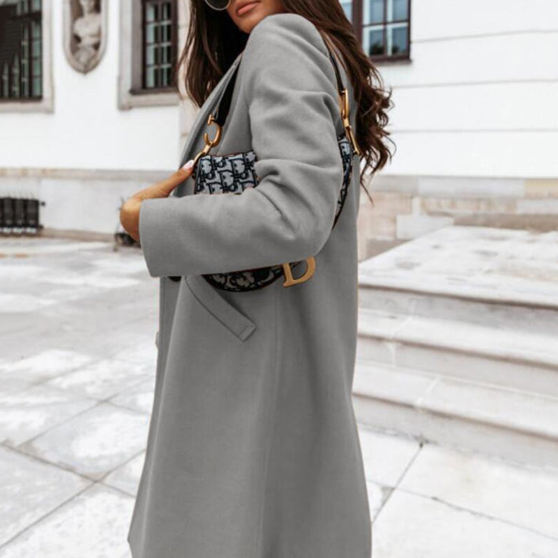 Lapel Button Wool Coat