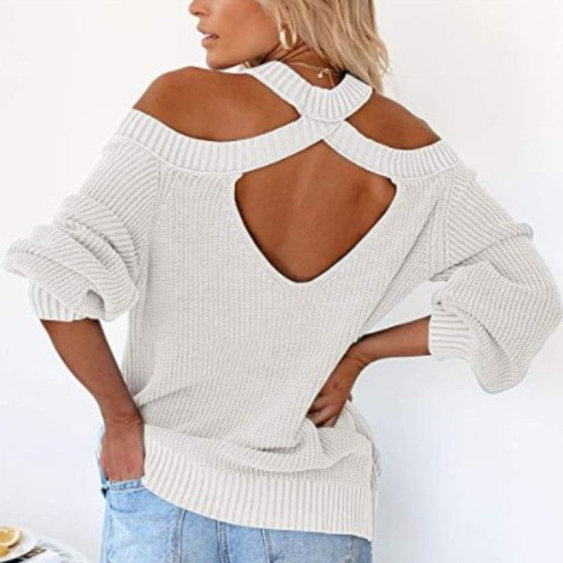 Off Shoulder Halterneck Sweater