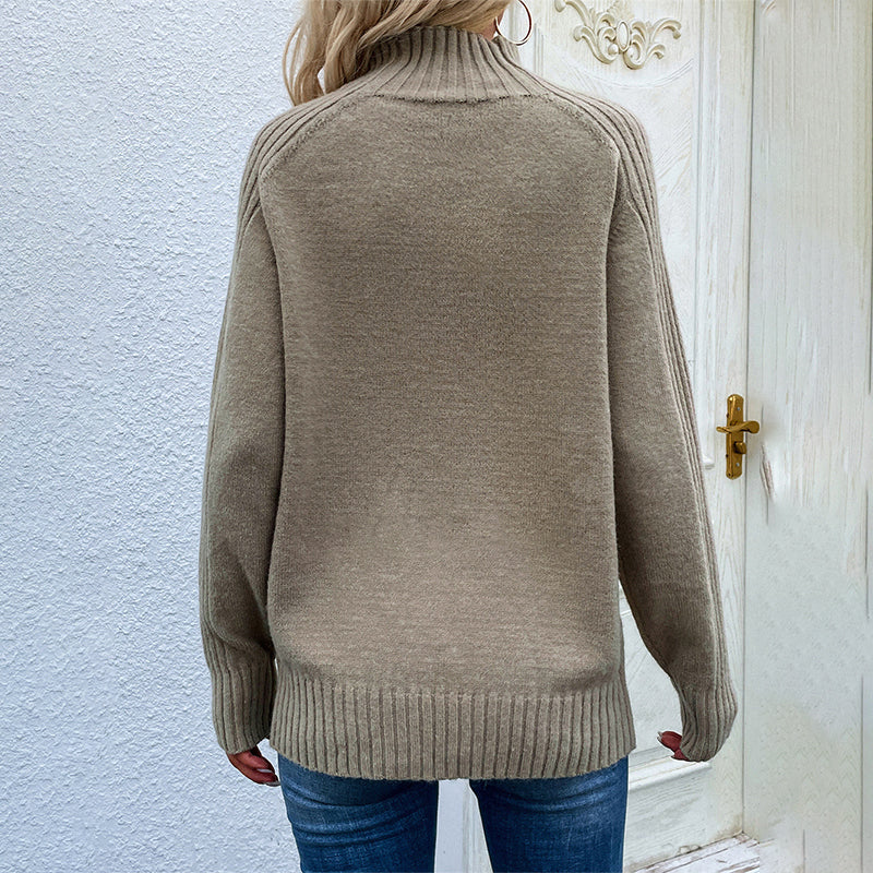 Loose Solid Color Turtleneck Sweater