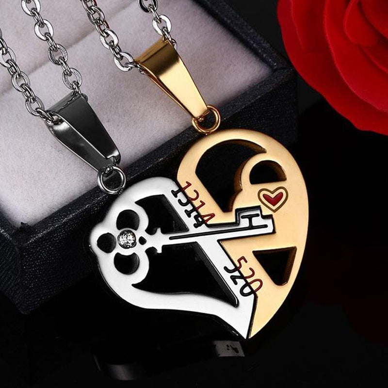 Puzzle Heart Couple Necklace