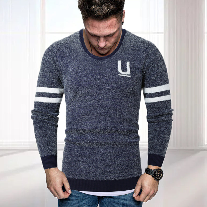 Men's Striped Letter Sweater