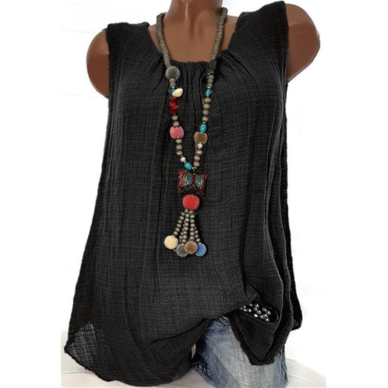 Comfortable Casual Round Neck Sleeveless T-Shirt