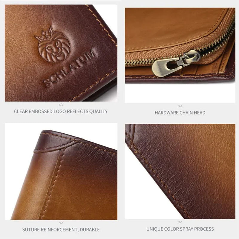 Men's Leather Bifold Wallet with Anti-theft RFID Blocking