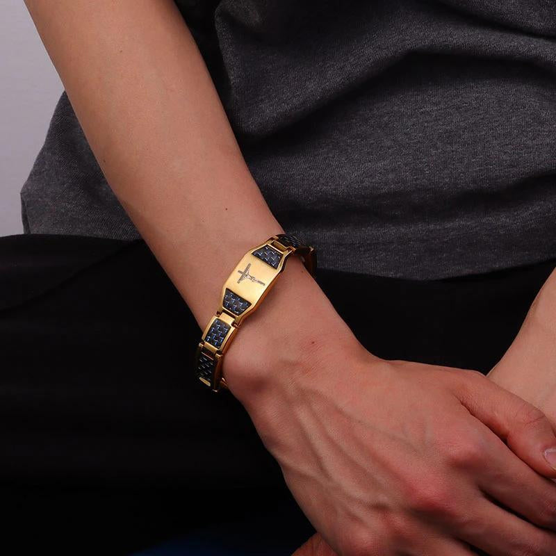 Carbon Fiber Magnet Titanium Steel Bracelet