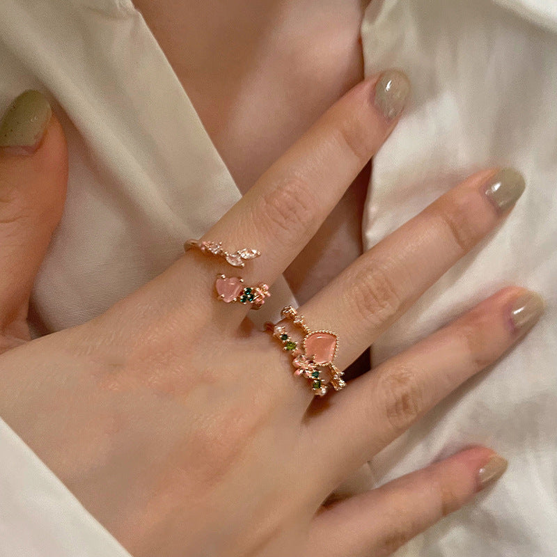 Double Heart Zircon Split Ring