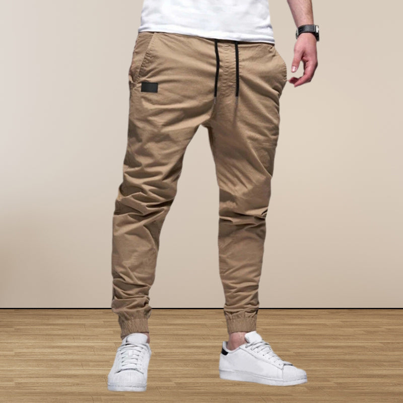 Solid Color Drawstring Casual Pants