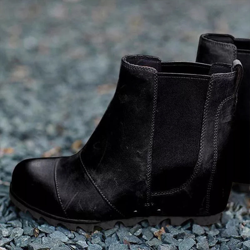 Thick-soled Elasticated Vintage Booties