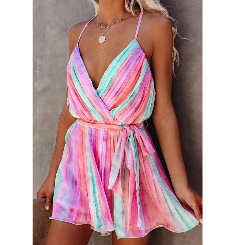 Rainbow Color Cami Mini Dress