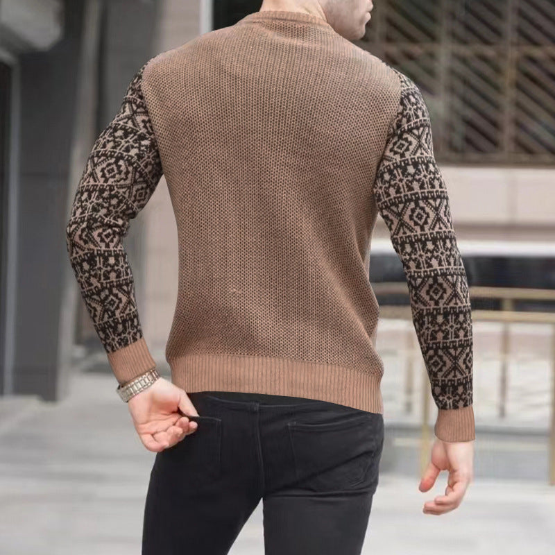 Men's Knitted Waffle Plaid Slimming Top