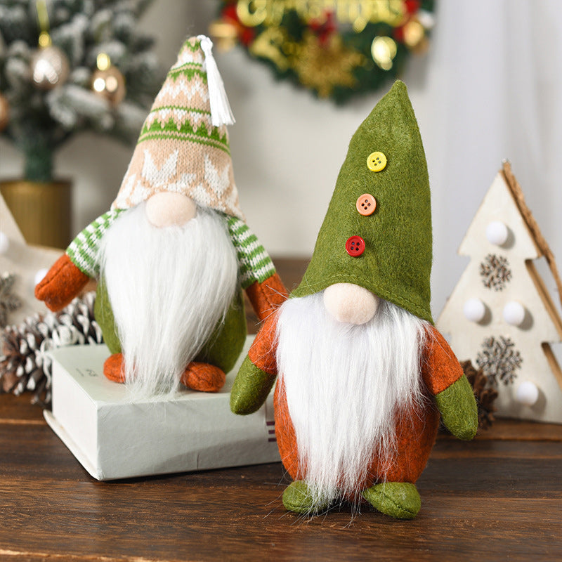 Christmas Green Faceless Old Man Elf Figurine