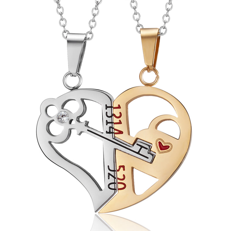 Puzzle Heart Couple Necklace