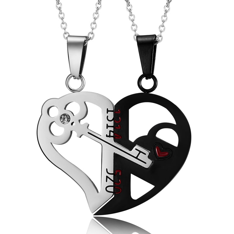 Puzzle Heart Couple Necklace