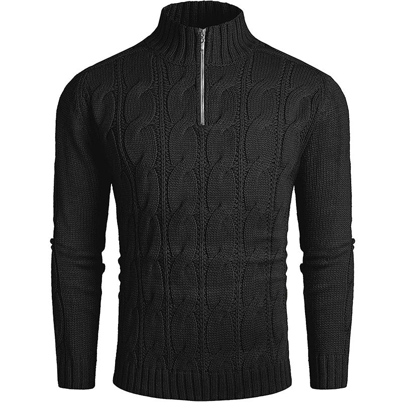 Men's Solid Color Zipper Sweater