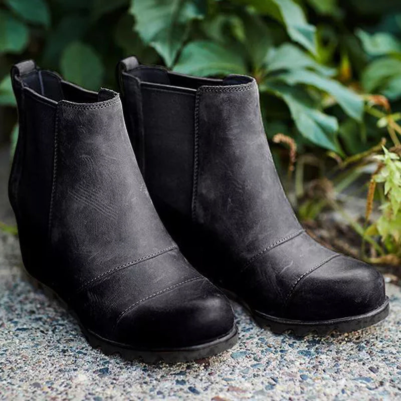 Thick-soled Elasticated Vintage Booties
