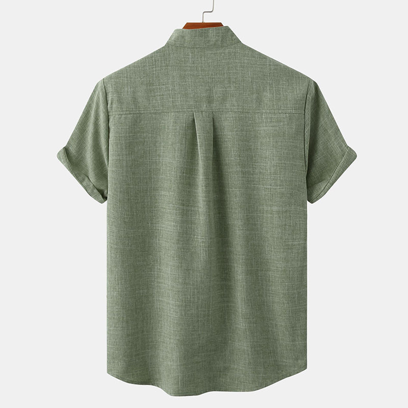 Stand Collar Solid Color Shirt
