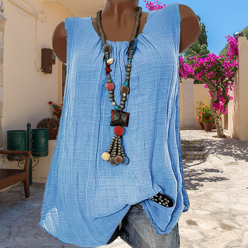 Comfortable Casual Round Neck Sleeveless T-Shirt