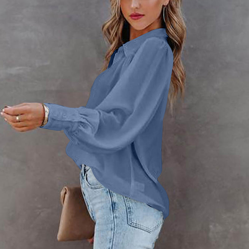 Balloon Sleeve Pleated Shirt