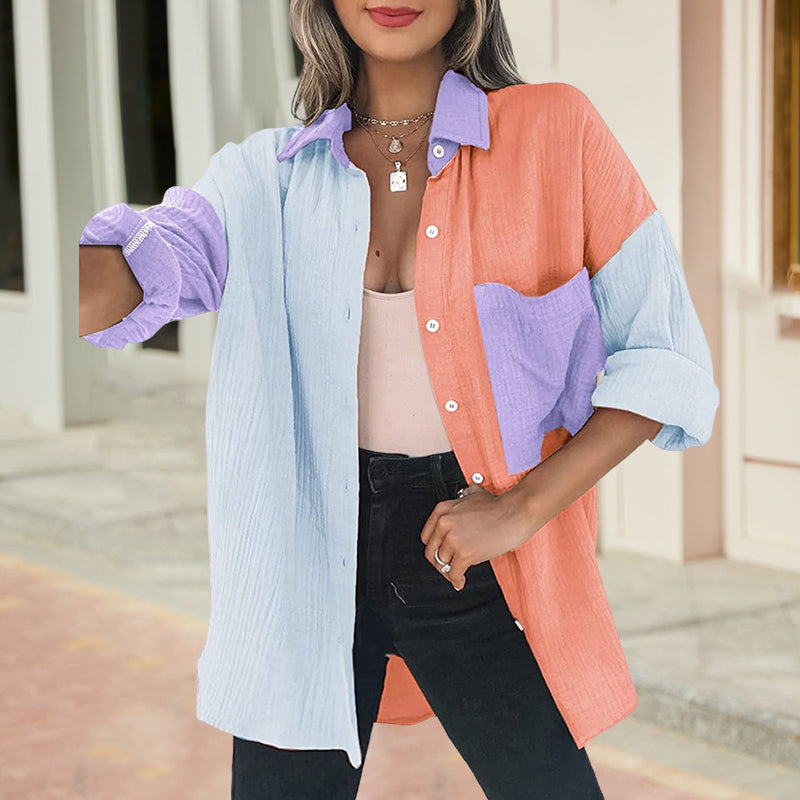 Solid Color Dropped Shoulder Long Sleeve Shirt