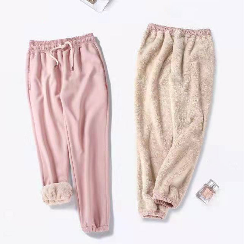 Women Warm Fleece Cotton Solid Joggers Sweatpants