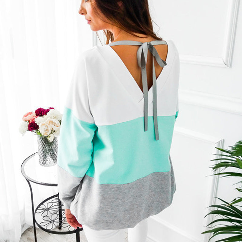 Contrast Panel Crew Neck Sweatshirt