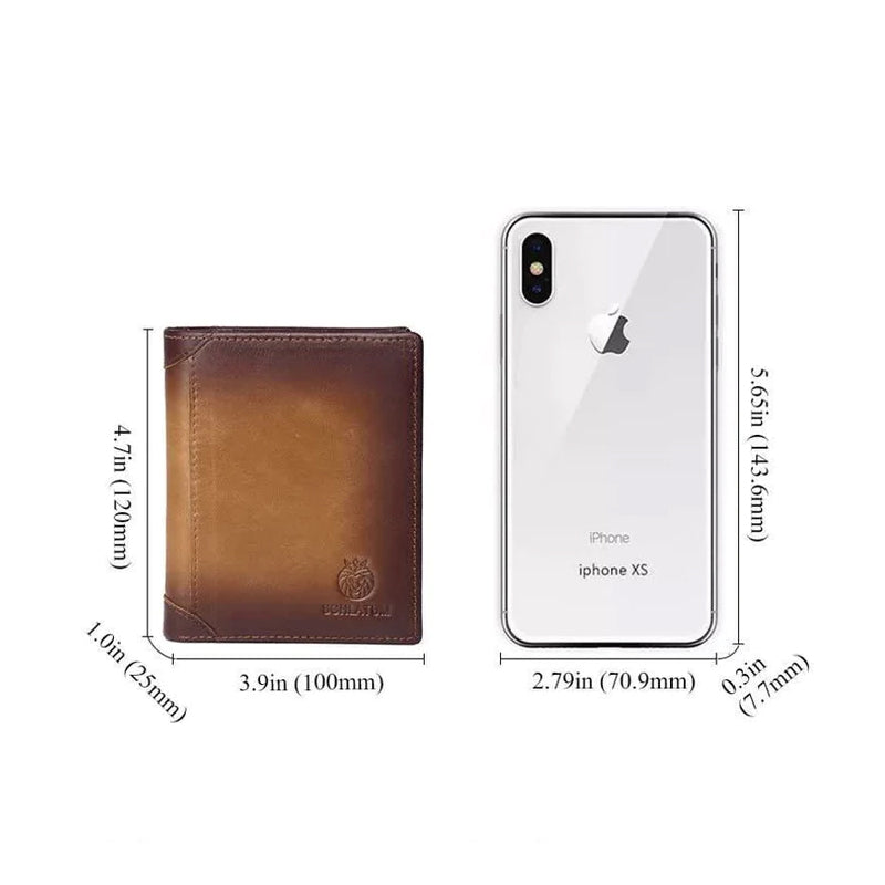 Men's Leather Bifold Wallet with Anti-theft RFID Blocking
