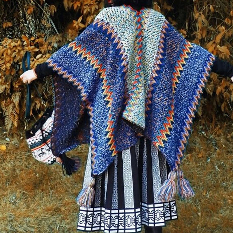 Ethnic Style Knitted Shawl