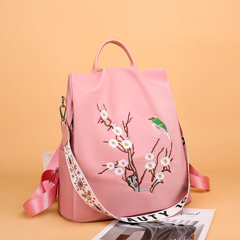 Embroidered Anti-theft Backpack