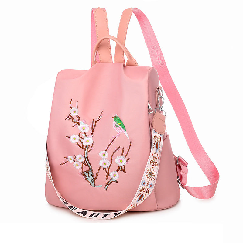 Embroidered Anti-theft Backpack