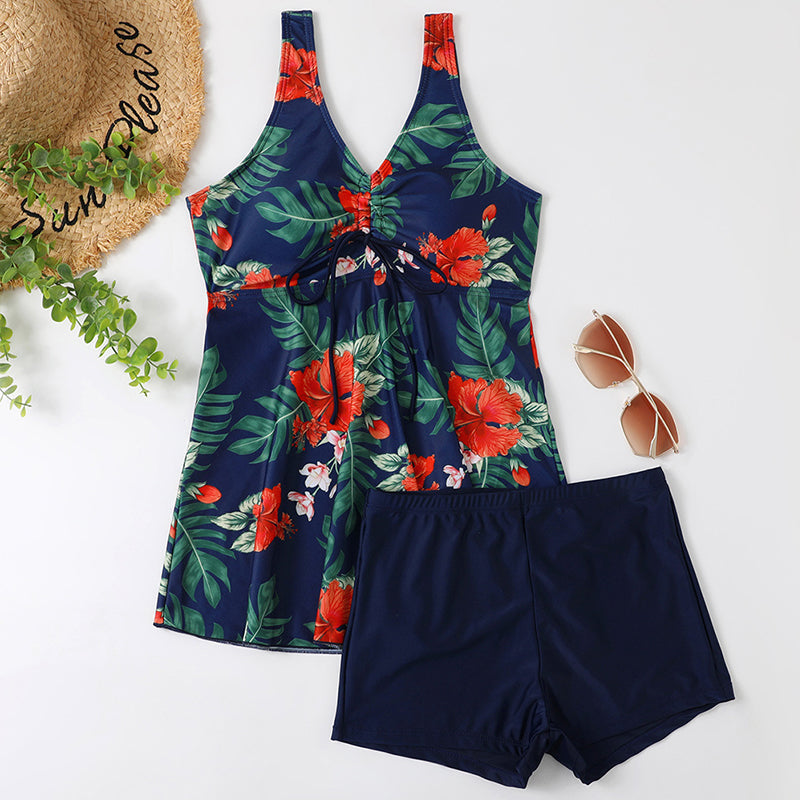 Two-piece Solid Print Swimsuit