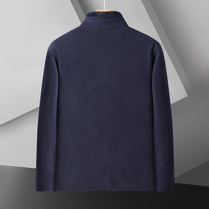 Fleece Stand Collar Reversible Sweatshirt