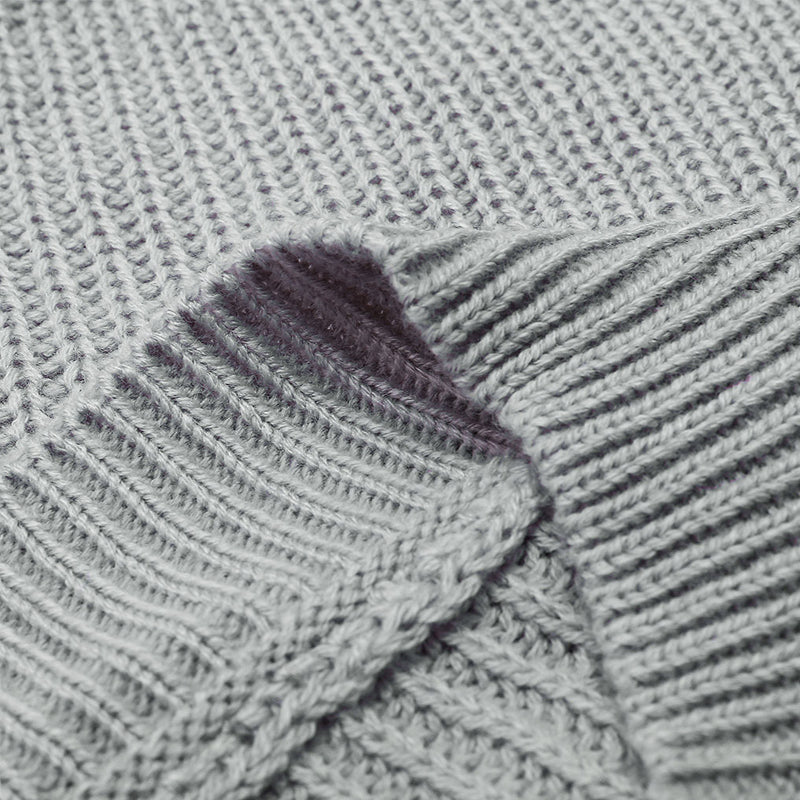 V-Neck Balloon Sleeve Striped Colorblock Knit Sweater