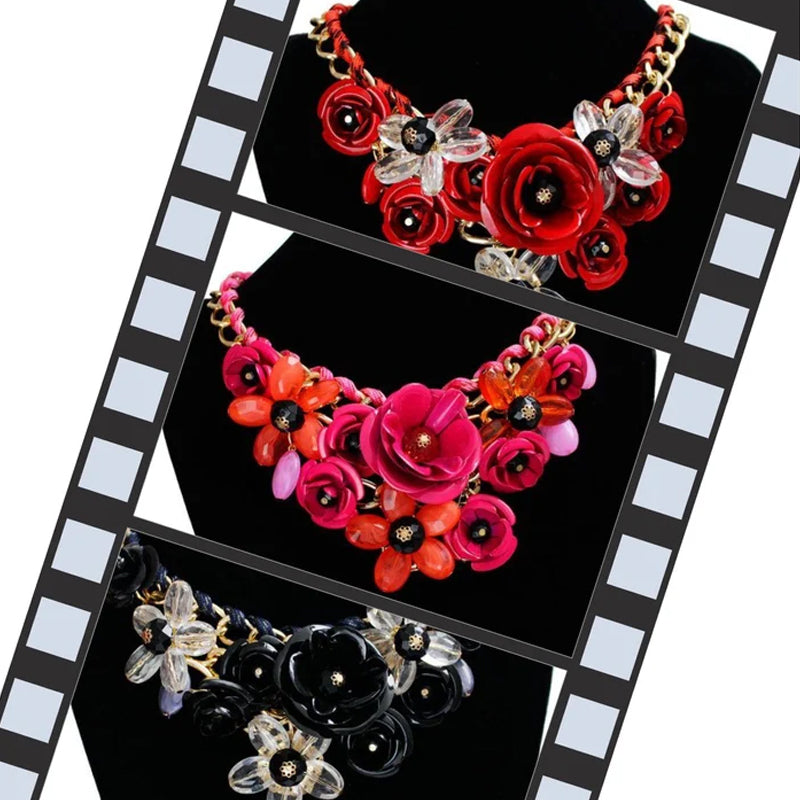 DIY Hand-made Colorful Flower Gemstone Pendant Rope