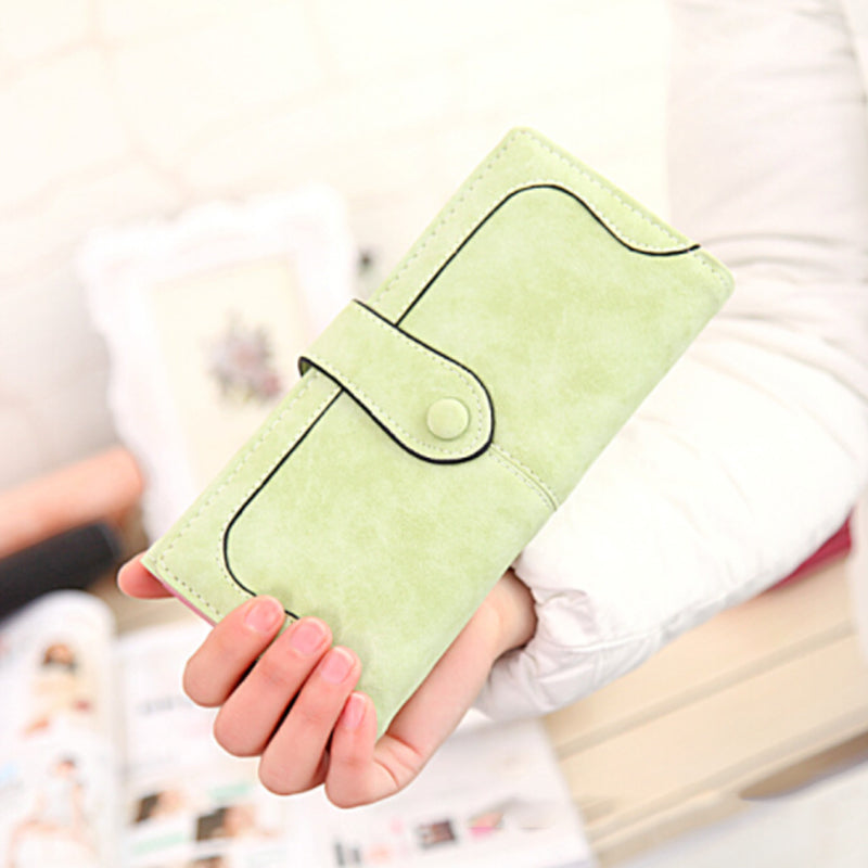 Nubuck Leather Long Wallet for Female