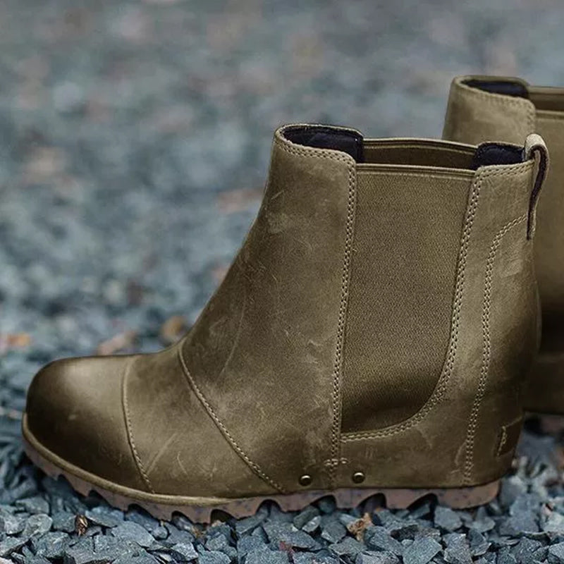 Thick-soled Elasticated Vintage Booties