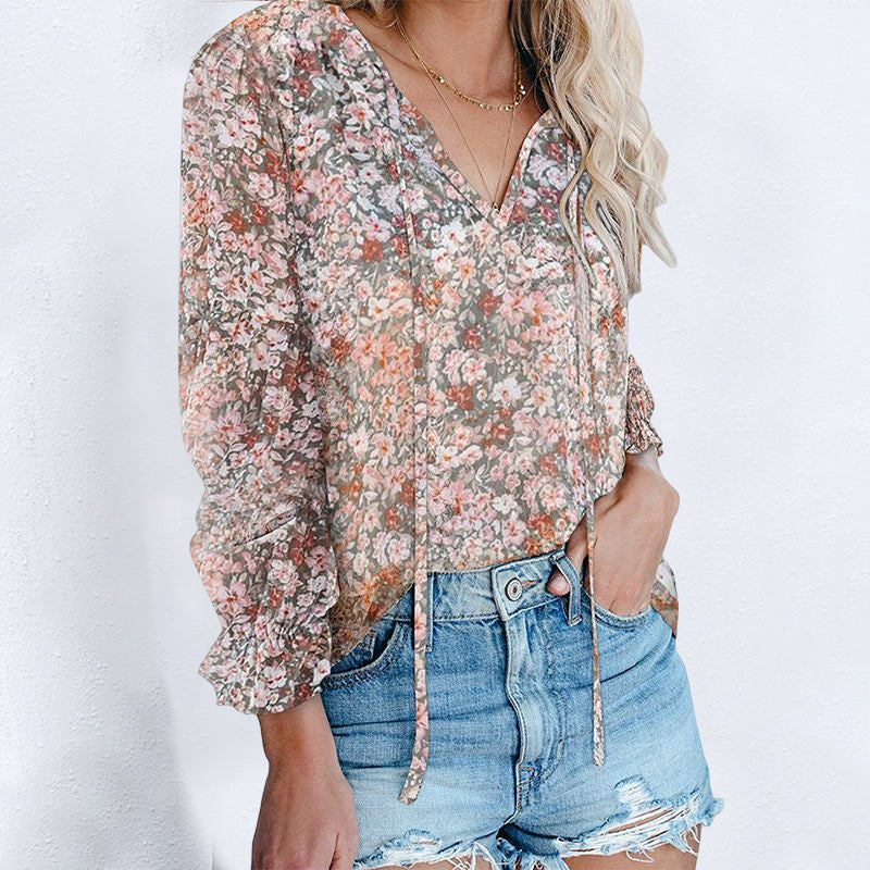 Bohemian Long Sleeve Chiffon Shirt