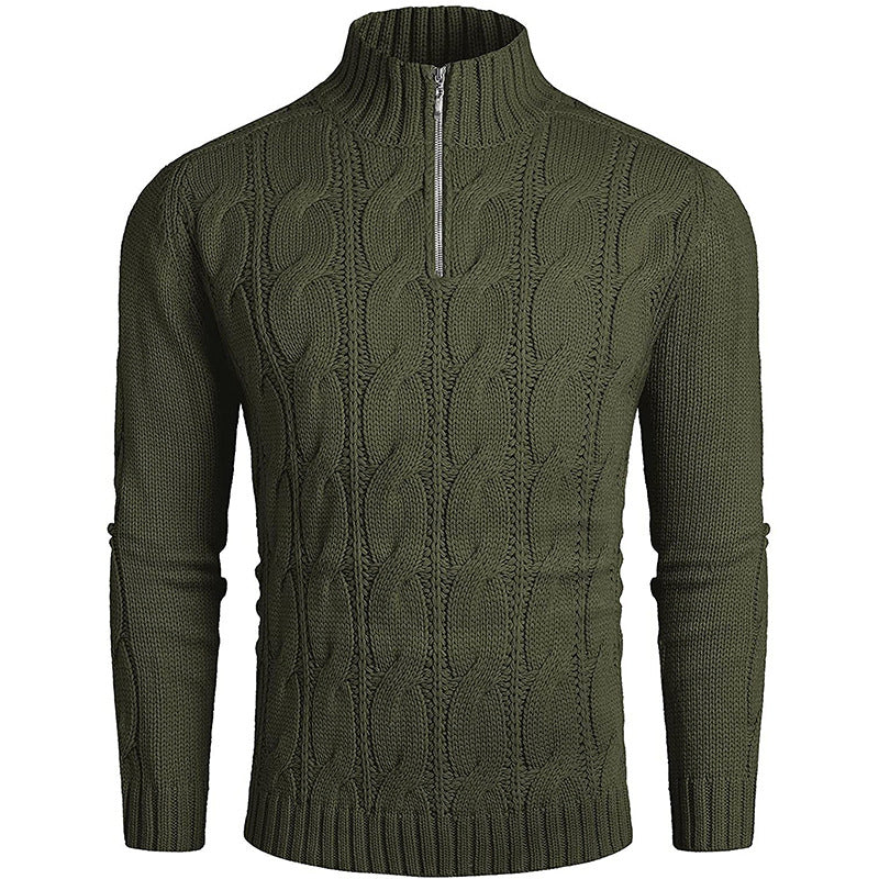 Men's Solid Color Zipper Sweater