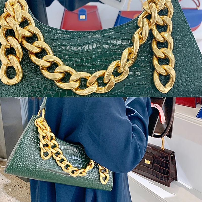 Crocodile Baguette chain Bag