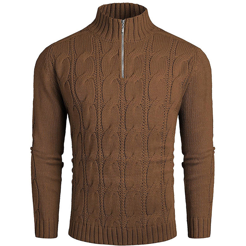 Men's Solid Color Zipper Sweater