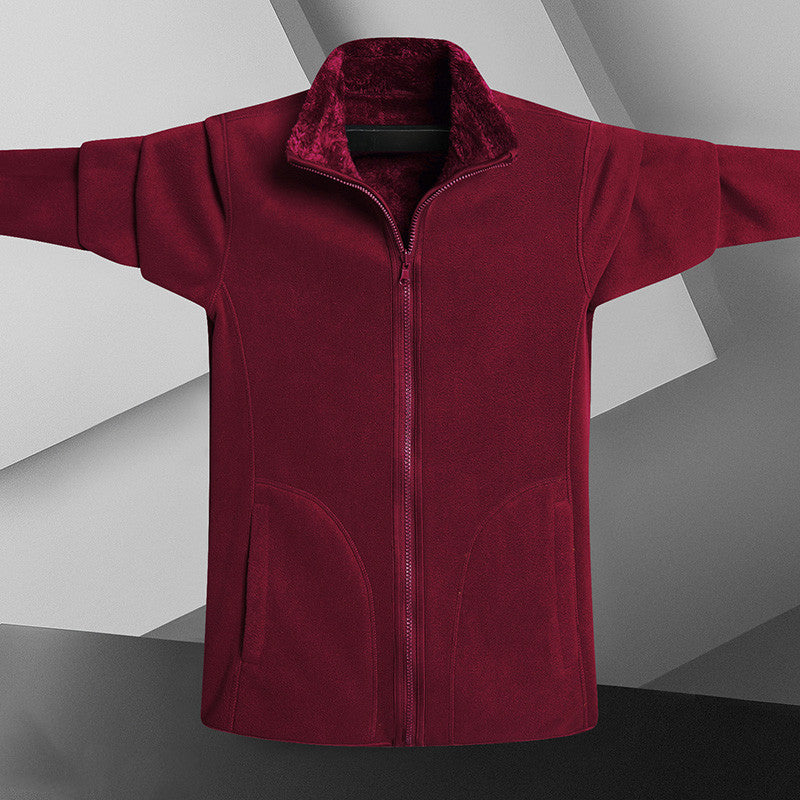 Fleece Stand Collar Reversible Sweatshirt