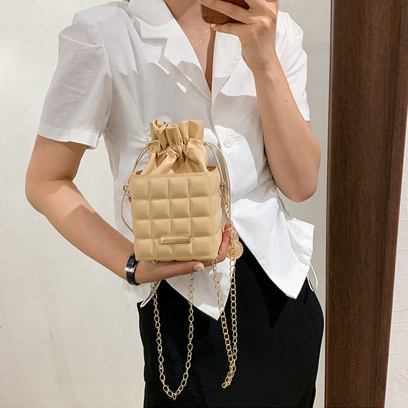 Checker Drawstring Crossbody Bag