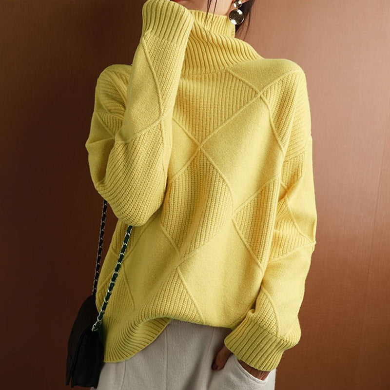 Turtleneck Cashmere Loose Cardigan