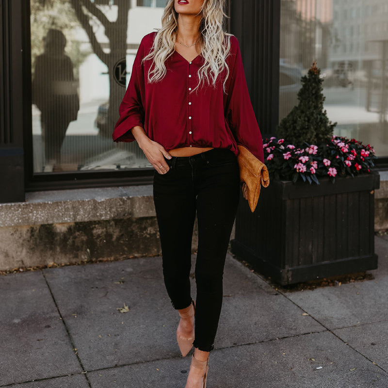 Cotton Button Long Sleeve T-Shirt