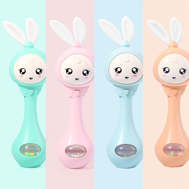 Flashing Music Baby Rattle Rabbit Teether Mobile Hand Bells