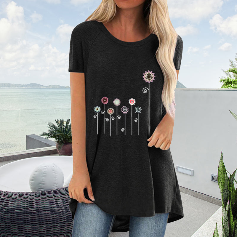 Floral Print Midi T-Shirt