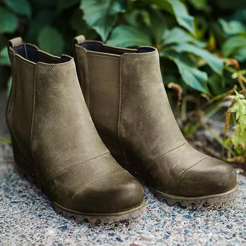 Thick-soled Elasticated Vintage Booties
