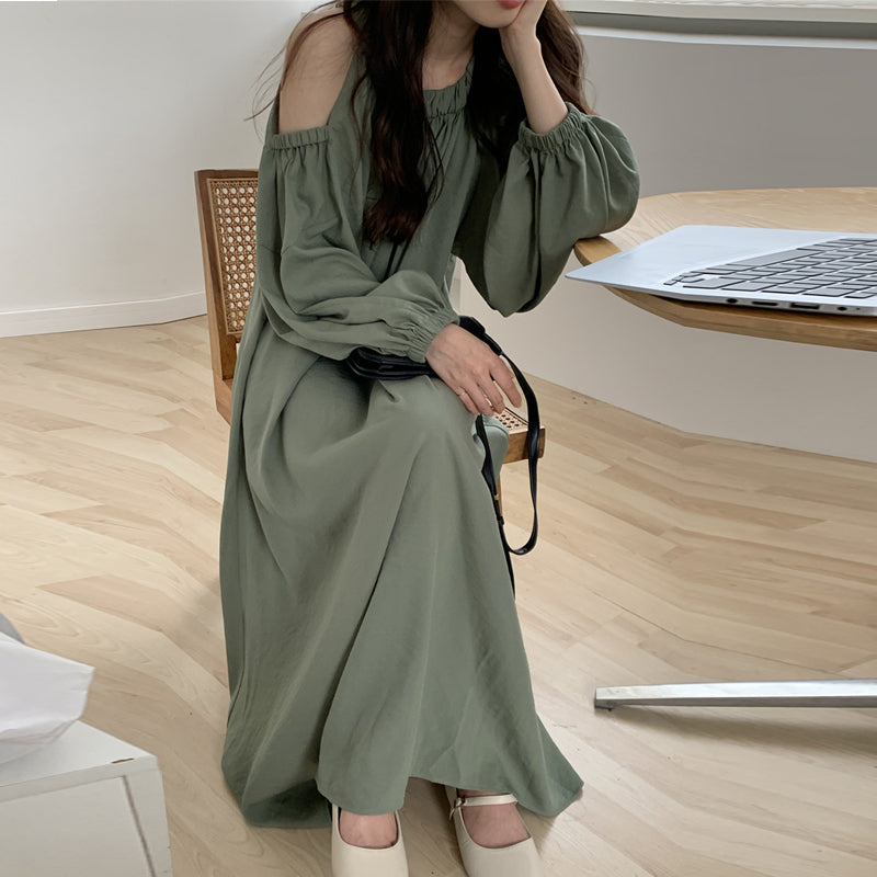 Off Shoulder Balloon Sleeve Dress