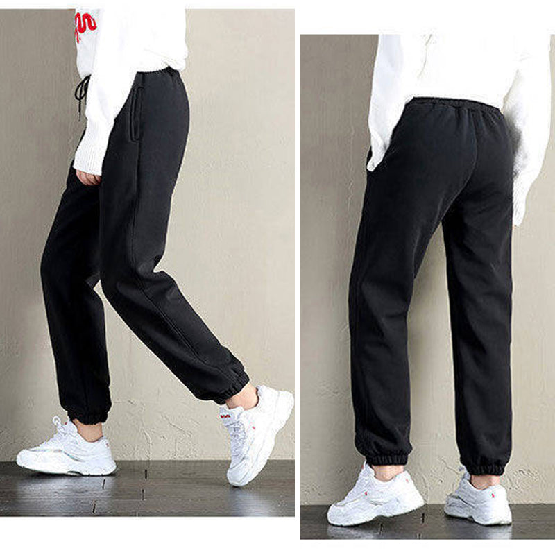 Women Warm Fleece Cotton Solid Joggers Sweatpants