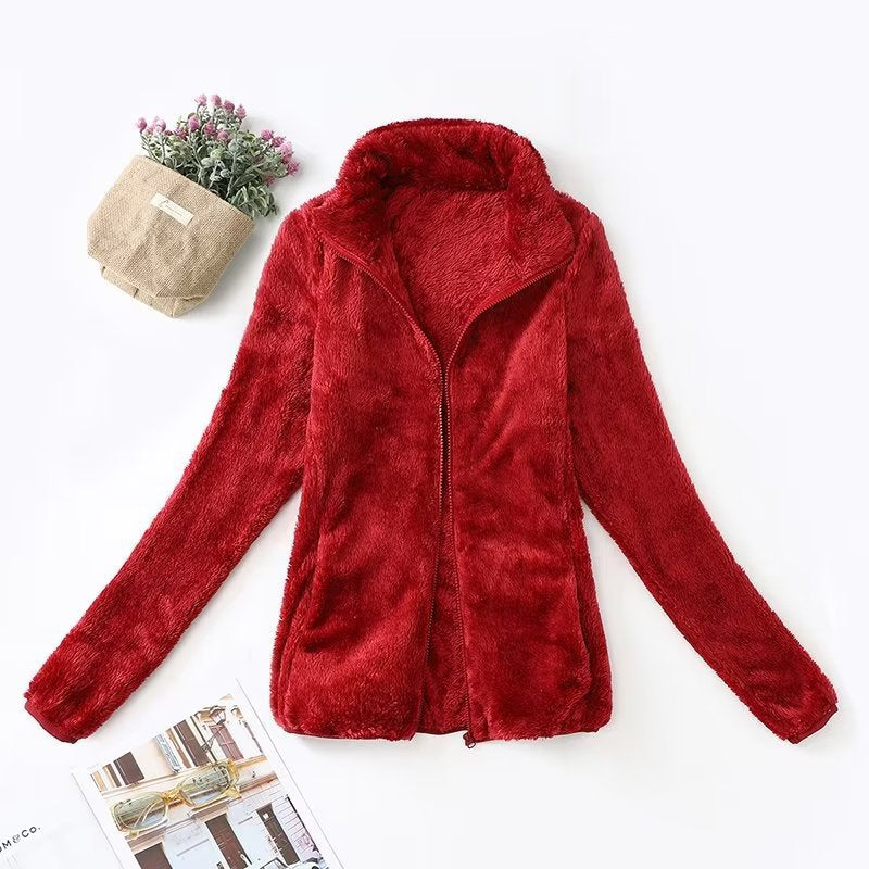 Coral Fleece Stand Collar Jacket