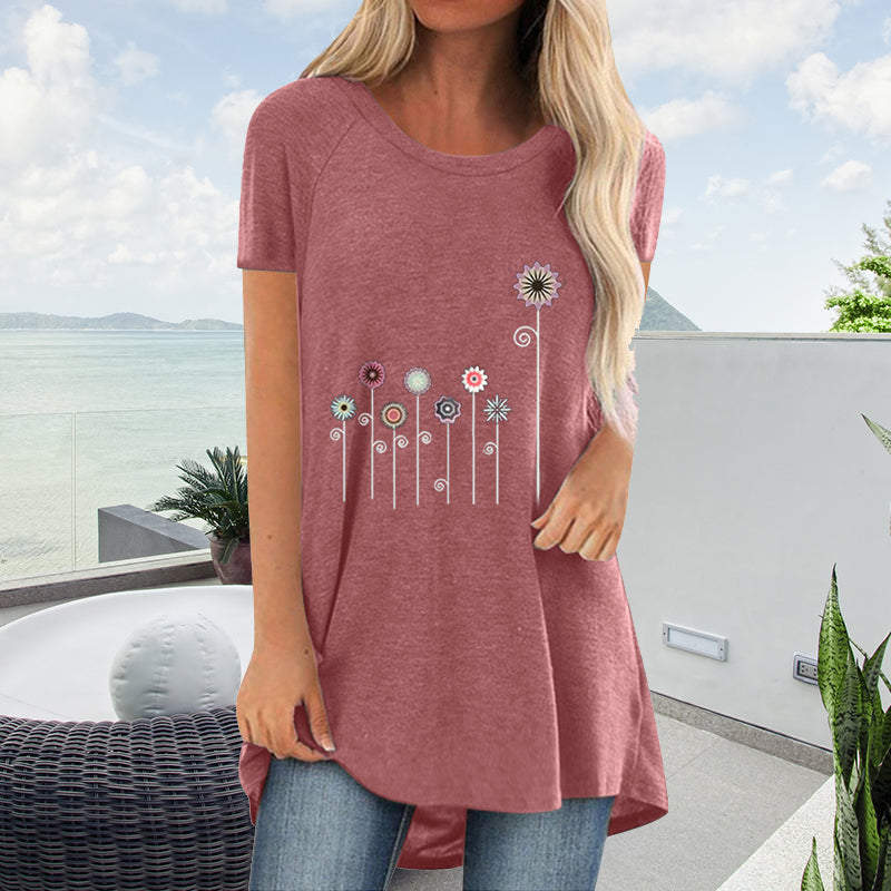 Floral Print Midi T-Shirt