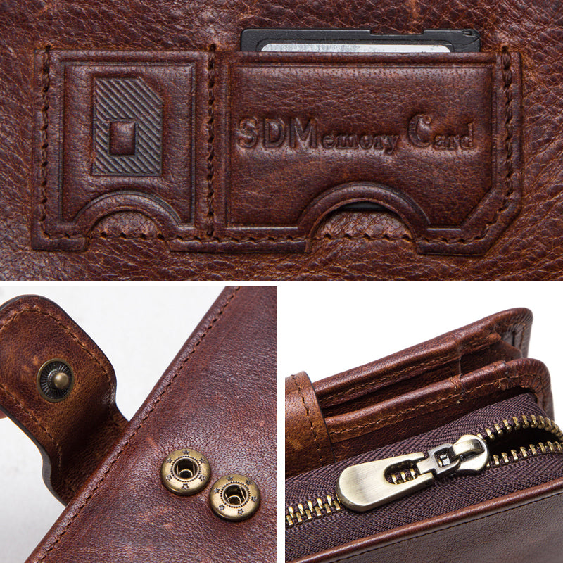 Genuine Leather Passport Holder Cover Wallet with Multi Card Slots